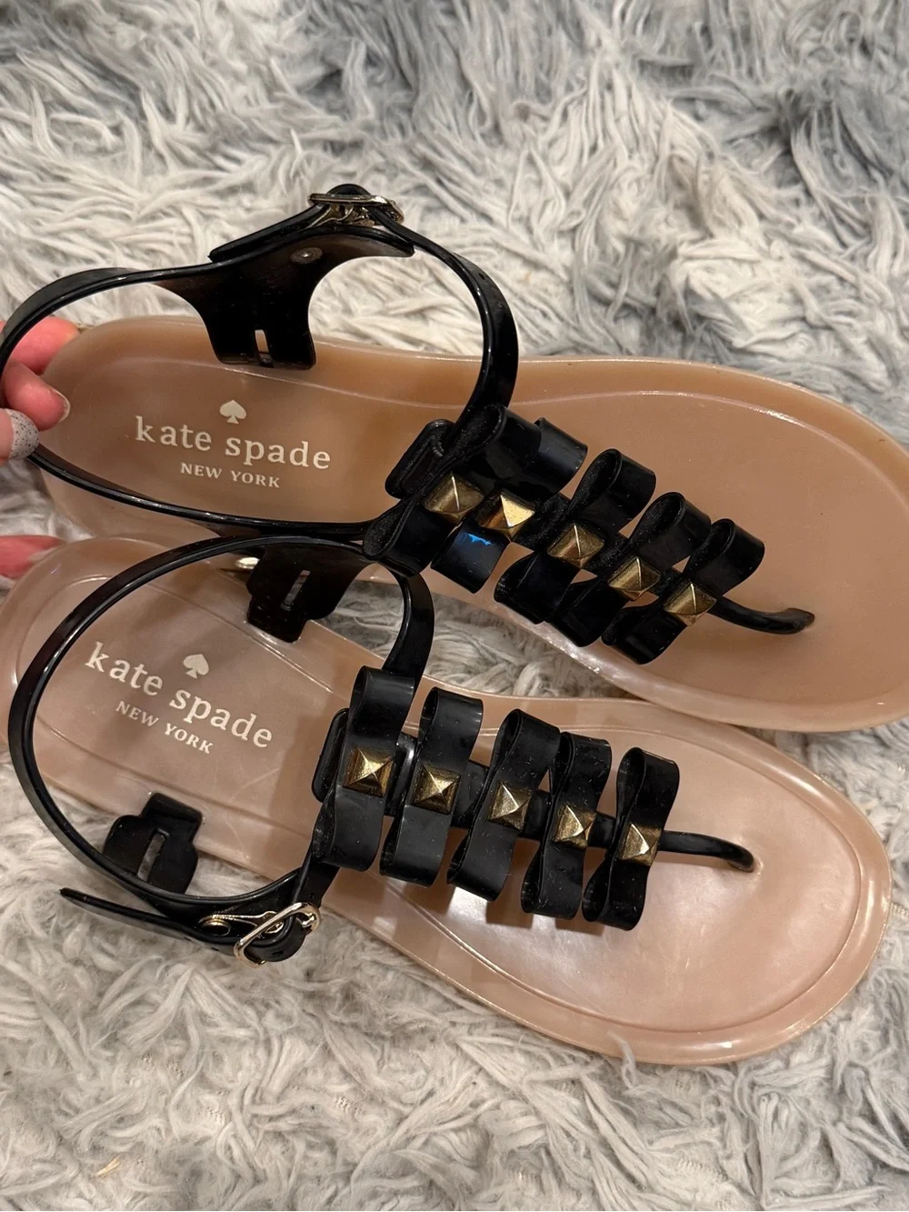 Kate Spade Studded Bow Jelly Sandals Size 8 - Excellent Condition